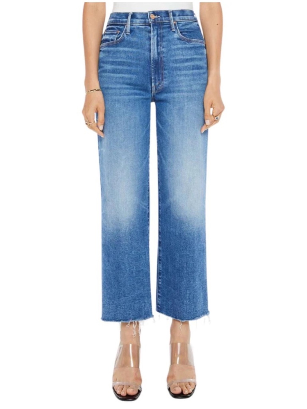 MOTHER The Maven Ankle Fray Wide-Leg Jeans